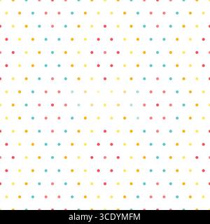 Polka dot motivo a colori senza cuciture. Punto Polka su sfondo bianco. Illustrazione Vettoriale
