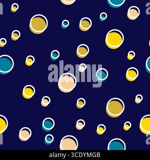 Polka dot colori pieni motivo senza cuciture con design di linea Illustrazione Vettoriale