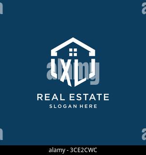 Logo Letter XL per il settore immobiliare con grafica vettoriale in stile esagonale Illustrazione Vettoriale