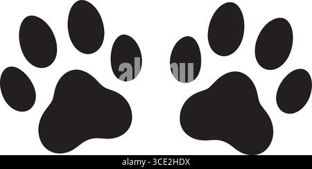 icone di stampa black paw: tracce animali stilizzate con cuscinetti ovali, isolate Illustrazione Vettoriale