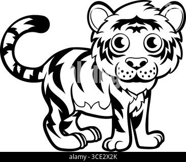 Tiger Cartoon Character Safari Animal Illustration Illustrazione Vettoriale