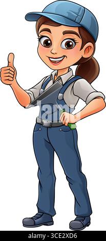 Donna donna donna Squeegee detergente per vetri Illustrazione Vettoriale