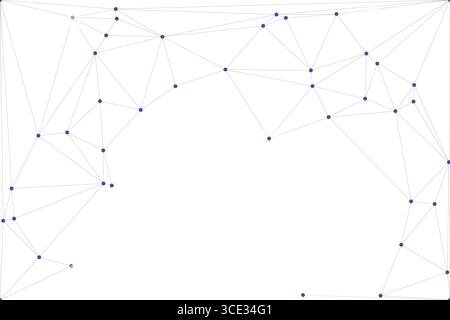 Sfondo della connessione di rete globale per la progettazione di banner. Sfondo linea astratta con punti e linee di connessione. Rete che collega il poligono a punti social Illustrazione Vettoriale