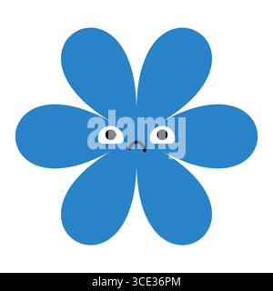 Cartoni animati floreali arrabbiati con un volto scontroso e colori vivaci. Un'emoji floreale audace ed espressiva in uno stile divertente e minimalista Illustrazione Vettoriale