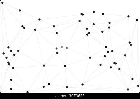 Sfondo della connessione di rete globale per la progettazione di banner. Sfondo linea astratta con punti e linee di connessione. Rete di collegamento del poligono a punti Social Illustrazione Vettoriale