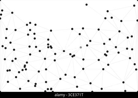Sfondo della connessione di rete globale per la progettazione di banner. Sfondo linea astratta con punti e linee di connessione. Rete di collegamento del poligono a punti Social Illustrazione Vettoriale