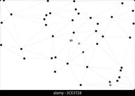 Sfondo della connessione di rete globale per la progettazione di banner. Sfondo linea astratta con punti e linee di connessione. Rete di collegamento del poligono a punti Social Illustrazione Vettoriale