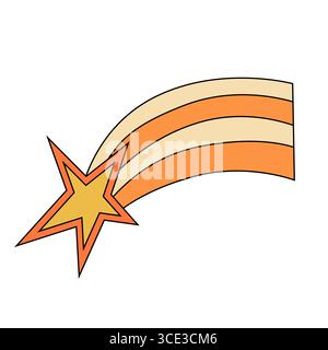 Star in stile cartoni animati retrò alla moda. ?illustrazione del vettore piatto omet Illustrazione Vettoriale