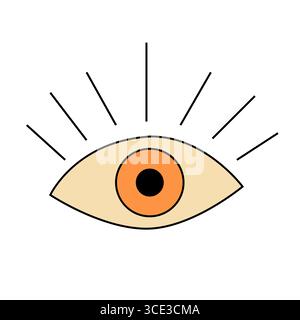 Occhio surreale in stile cartoni animati retrò alla moda. Illustrazione vettoriale piatta Illustrazione Vettoriale