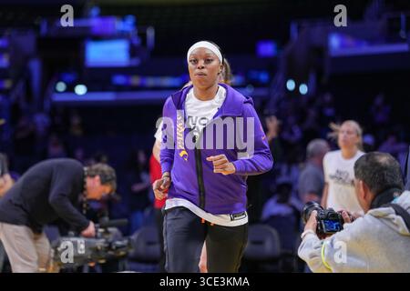 LA Sparks guardia Odyssey Sims (0) prima di una partita WNBA contro gli Atlanta Dreamin Los Angeles, martedì 27 maggio 2025. Gli Atlanta Dream sconfissero la LOS ANGELES Foto Stock