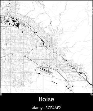 Mappa della città di Boise, Stati Uniti - poster cartografico vettoriale topografico Illustrazione Vettoriale