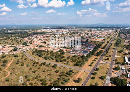 Veduta aerea zona residenziale di Gaborone , progetti di sviluppo e costruzione, capitale del Botswana diurna Foto Stock