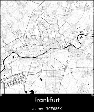 Mappa della città di Francoforte, Germania - poster cartografico vettoriale topografico Illustrazione Vettoriale