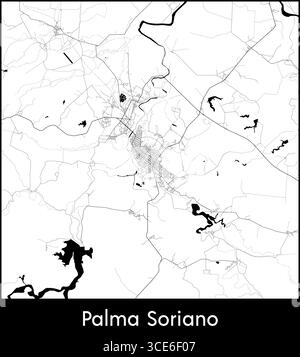 Palma Soriano mappa della città, Cuba - poster cartografico vettoriale topografico Illustrazione Vettoriale