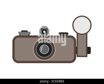 Fotocamera in stile retrò. Illustrazione vettoriale in design piatto Illustrazione Vettoriale