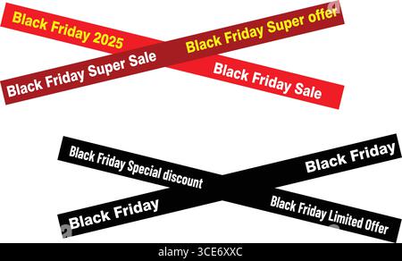 Elegante set di etichette con sconto speciale Black Friday per sconti weekend e acquisti online a tempo limitato Illustrazione Vettoriale