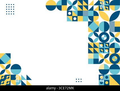 un motivo geometrico blu e giallo su sfondo bianco Illustrazione Vettoriale