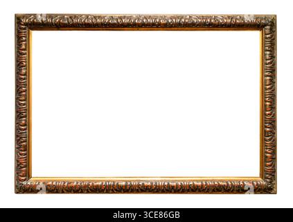 ritaglio orizzontale retro della cornice intagliata rossa marrone su sfondo bianco Foto Stock