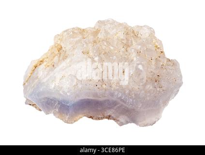 ritaglio minerale naturale di agata blu ruvida su sfondo bianco Foto Stock