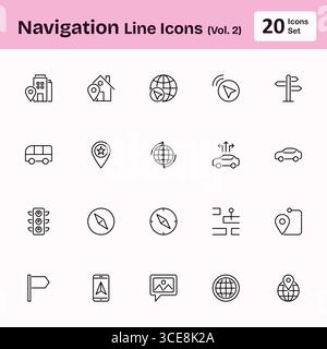 Icone della linea di navigazione (Vol. 1) Illustrazione Vettoriale