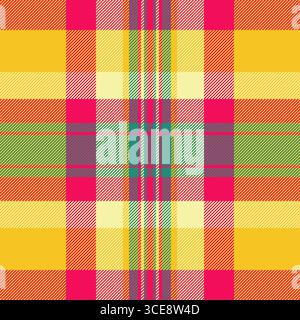 Tessuto tartan vettoriale, motivi di rivestimento sono perfetti. Copripiumino fondo in tessuto a quadri con colori gialli e brillanti. Illustrazione Vettoriale