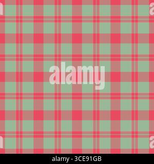 Sfondo contemporaneo motivo senza cuciture, tessuto a quadretti vettoriale. Elegante tessuto in tessuto tartan con tavolozza di colori rosso e pastello. Illustrazione Vettoriale