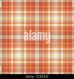 Tessuto a quadri con motivo pasquale, motivo a libro con motivo tartan. Tovaglia tessile vettoriale senza cuciture nella tavolozza dei colori arancione e rosso. Illustrazione Vettoriale