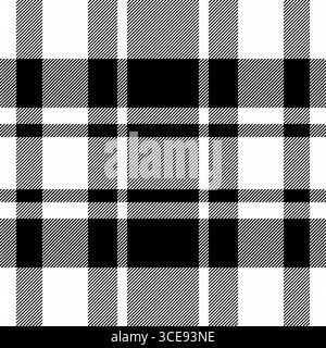 Motivo tartan bianco e nero senza cuciture. Design classico a scacchi ideale per tessuti, sfondi o progetti grafici moderni. Versatile, audace e Illustrazione Vettoriale