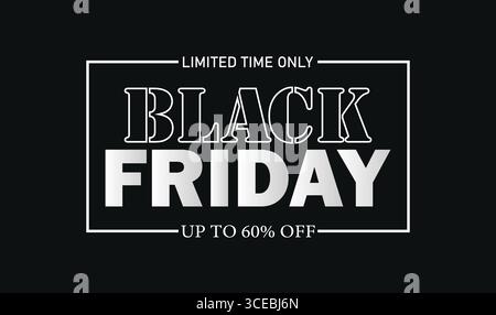 Promozione Black Friday – solo per un periodo limitato – fino al 60% di sconto. Black Friday - Vector Shopping background astratto Illustrazione Vettoriale