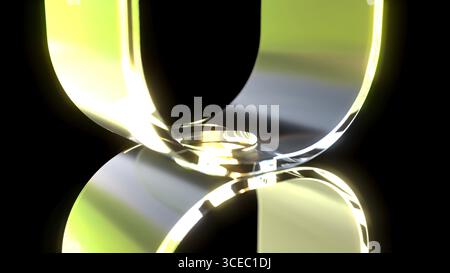 Vetro giallo su rendering 3d bg nero Foto Stock