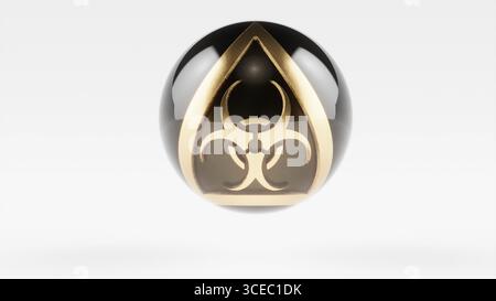 Segnale di pericolo nucleare su rendering 3d bg bianco Foto Stock