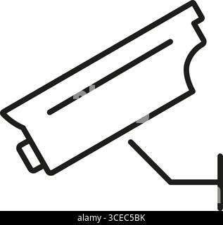 Icona della linea della telecamera di sorveglianza. Simbolo del monitoraggio della sicurezza e della sorveglianza CCTV. Sicurezza domestica e aziendale. Tratto modificabile. Vettore isolato Illustrazione Vettoriale