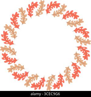 Foglie di quercia autunnali struttura quadrata semplice. Modello per il giorno del Ringraziamento con foglie colorate. Design della doccia per bambini Illustrazione Vettoriale