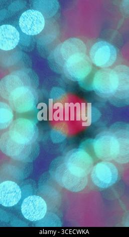 Accattivante design astratto con forme di luce caleidoscopiche e colori vivaci. L'immagine mostra la simmetria geometrica con luci bokeh colorate, c Foto Stock