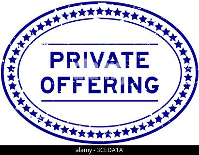 Blu grunge privato che offre un timbro ovale con sigillo su sfondo bianco Illustrazione Vettoriale