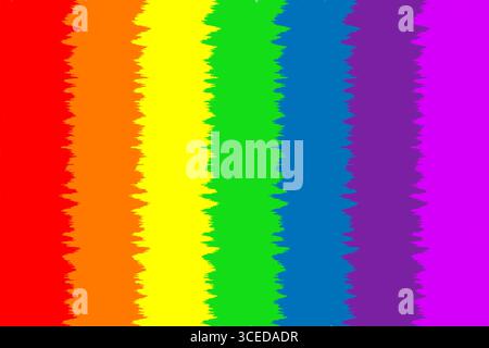 I sette colori primari dell'arcobaleno sono progettati in linee verticali su telaio orizzontale, sfondo piatto Foto Stock