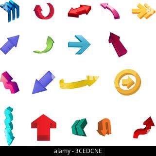 set di frecce 3d. Adesivo con freccia vari angoli e direzioni illustrazione di magazzino Illustrazione Vettoriale