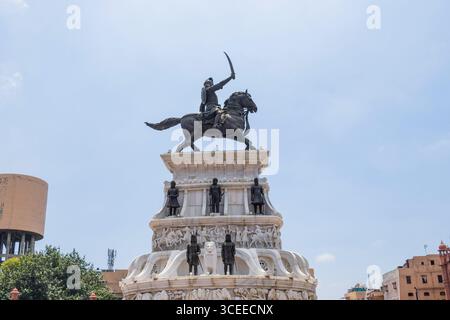 Statua del Maharaja Ranjit Singh ad Amritsar Foto Stock