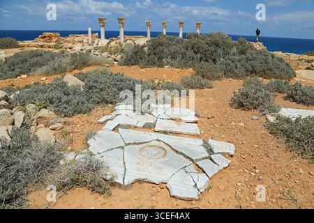 Chiesa Occidentale di epoca bizantina a Susa, sulla costa della Libia orientale Foto Stock