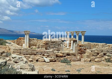 Chiesa Occidentale di epoca bizantina a Susa, sulla costa della Libia orientale Foto Stock
