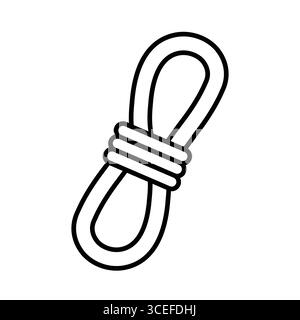 Questa immagine presenta un semplice contorno nero di una bobina di corda, perfetto per vari temi e design. Ideale per artigianato, illustrazioni e icone di utilità. Illustrazione Vettoriale