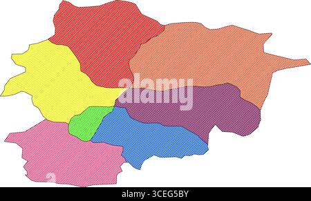 Illustrazione della mappa di Andorra ombreggiata – Cartografia vettoriale realistica per poster, presentazioni e progetti educativi Illustrazione Vettoriale