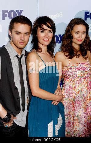 Thomas Dekker, Lena Headey e Summer Glau all'evento Fox Network Upfront tenutosi al Wollman Rink di Central Park, New York City - 15 maggio 2008 Foto Stock