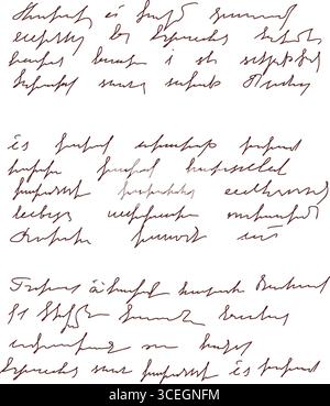 Poesia scritta a mano. Nota con lettera di testo a mano libera. Bozza ruvida di scarabocchi illeggibile scritta con penna vintage su sfondo bianco. Script corsivo illeggibile Illustrazione Vettoriale