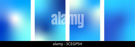 Set di sfondi sfumature blu. Tessuti morbidi del cielo invernale verticale. Stampe astratte del cielo di Natale. Sfondi per poster con gradazioni minime. Software vettoriale Illustrazione Vettoriale
