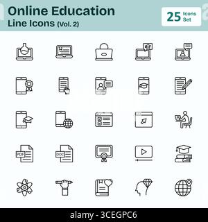 Icone della linea di formazione online (Vol. 2) Illustrazione Vettoriale