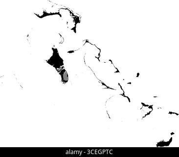 Bahamas Country Map Black Edition – illustrazione vettoriale minimalista per progetti di Wall Art, Education e Digital Design Illustrazione Vettoriale