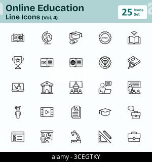 Icone della linea di formazione online (Vol. 4) Illustrazione Vettoriale