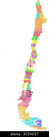 Illustrazione della mappa ombreggiata del Cile – Cartografia vettoriale realistica per poster, presentazioni e progetti educativi Illustrazione Vettoriale