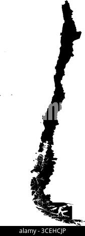 Chile Country Map Black Edition – illustrazione vettoriale minimalista per progetti di Wall Art, Education e Digital Design Illustrazione Vettoriale